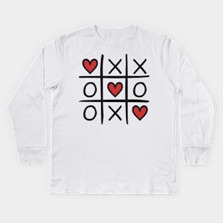 Tic Tac Toe Love Hearts Kids Long Sleeve T-Shirt